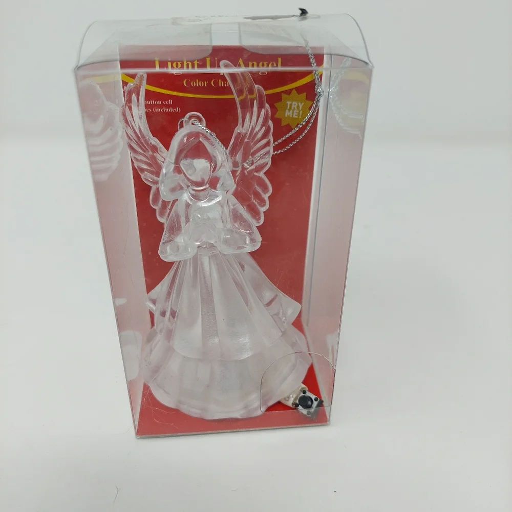 Light Up Angel Clear Glass Ornament Hanging Christmas Decoration Untested